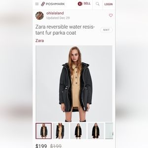 ZARA faux fur Reversible Waterproof with hood